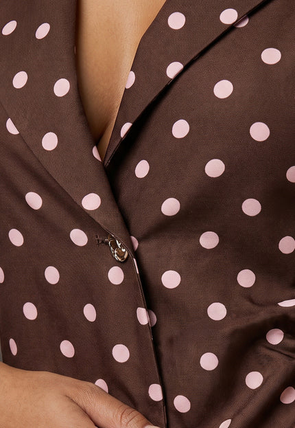 NEW170626 Bruine Polkadot Blazer Top