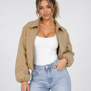 NEW170626 Camel Cropped Bomberjack