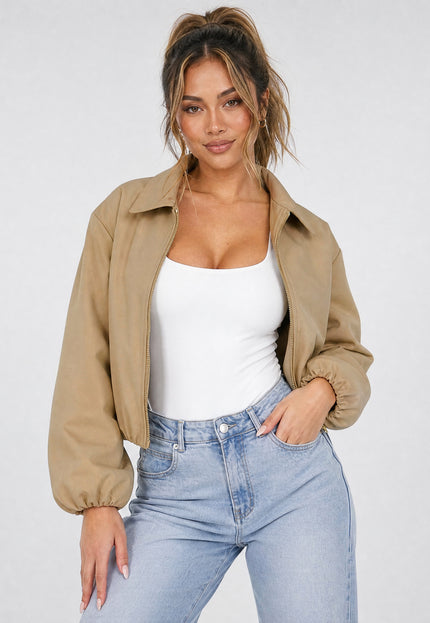 NEW170626 Camel Cropped Bomberjack