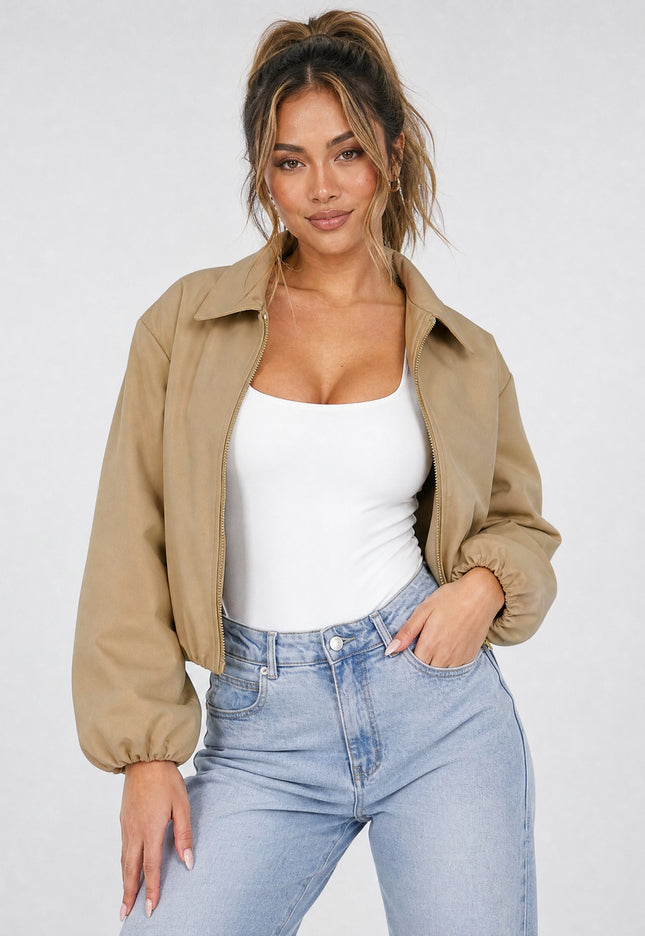 NEW170626 Camel Cropped Bomberjack