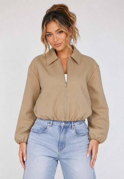 NEW170626 Camel Cropped Bomberjack