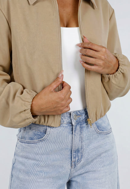 NEW170626 Camel Cropped Bomberjack