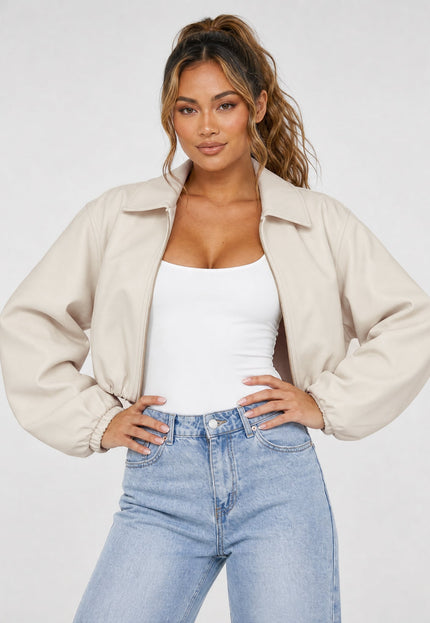 NEW170626 Crème Cropped Bomberjack