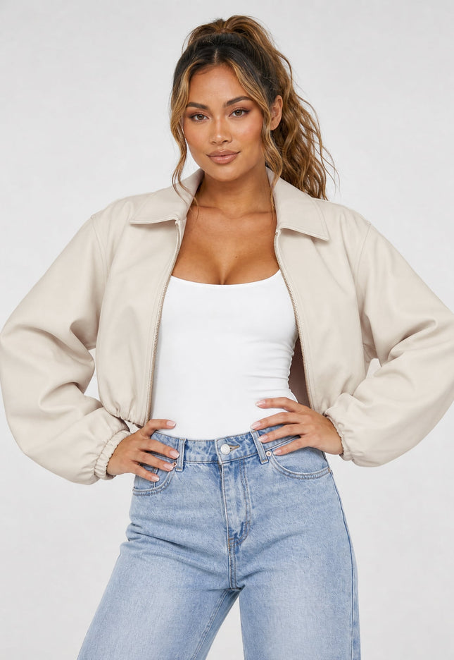 NEW170626 Crème Cropped Bomberjack