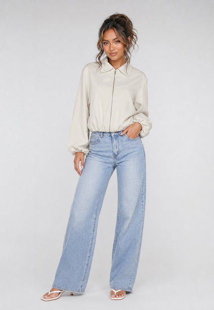 NEW170626 Crème Cropped Bomberjack