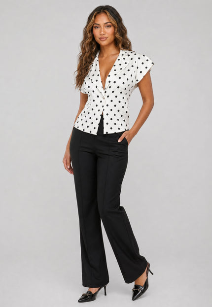 NEW170626 Witte Polkadot Blazer Top
