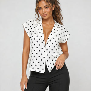 NEW170626 Witte Polkadot Blazer Top