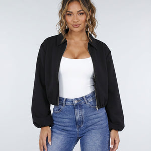 NEW170626 Zwarte Cropped Bomberjack