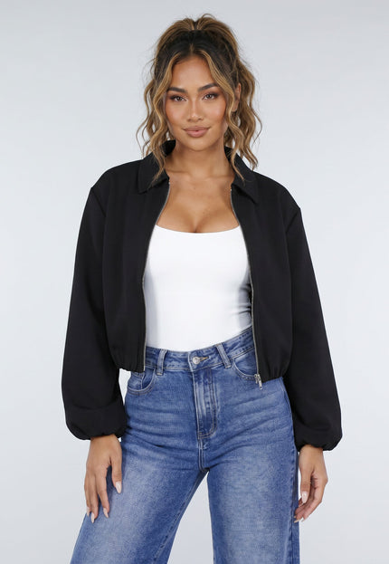 NEW170626 Zwarte Cropped Bomberjack