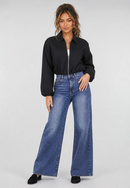 NEW170626 Zwarte Cropped Bomberjack