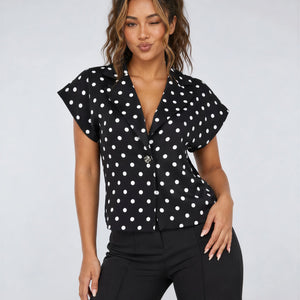 NEW170626 Zwarte Polkadot Blazer Top