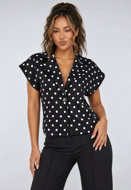 NEW170626 Zwarte Polkadot Blazer Top