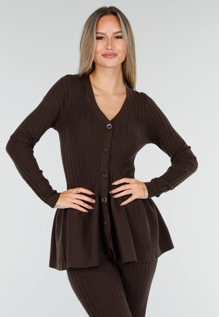 OP=OP.AV.10 Donkerbruine Stretch Two-Piece Set