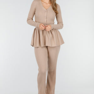 OP=OP.AV.10 Beige Stretch Two-Piece Set