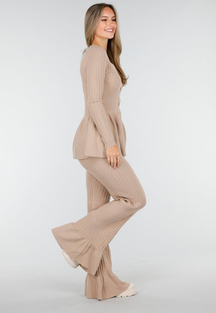 OP=OP.AV.10 Beige Stretch Two-Piece Set