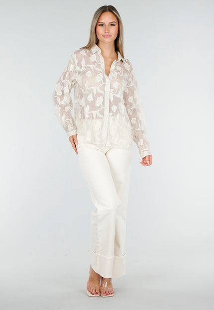 OP=OP.AV.10 Beige Bloemen Blouse Dames