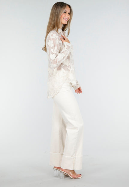 OP=OP.AV.10 Beige Bloemen Blouse Dames