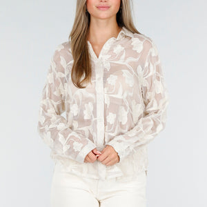 OP=OP.AV.10 Beige Bloemen Blouse Dames