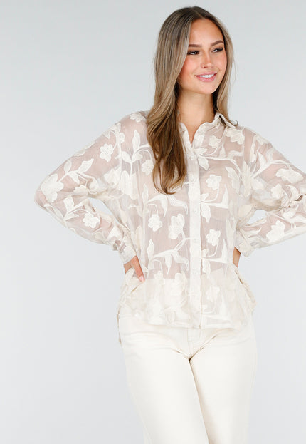 OP=OP.AV.10 Beige Bloemen Blouse Dames