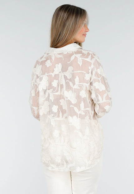 OP=OP.AV.10 Beige Bloemen Blouse Dames