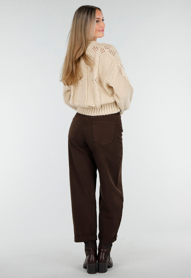 NEW170925 Beige Gebreid Vest met Knoopsluiting