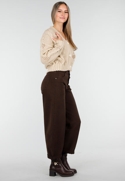 NEW170925 Beige Gebreid Vest met Knoopsluiting