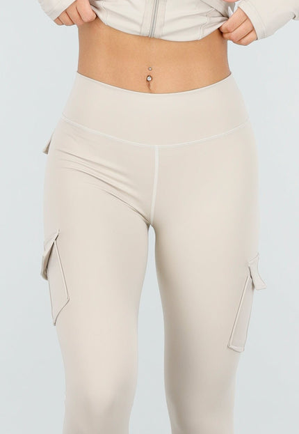 NEW170925 Beige Sportset met Cargolegging