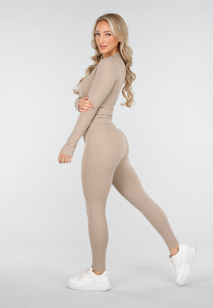 NEW170925 Beige Sportset met Vest