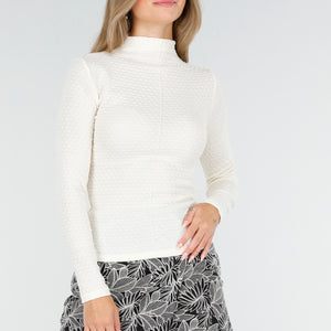 NEW170925 Beige Stretch Col met Textuur