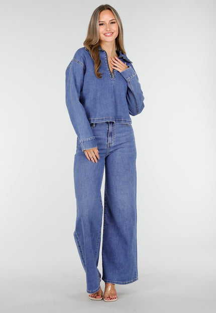 OP=OP.09.NL Blauwe High Waist Wide Leg Stretch Jeans
