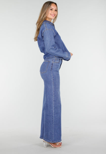 OP=OP.09.NL Blauwe High Waist Wide Leg Stretch Jeans