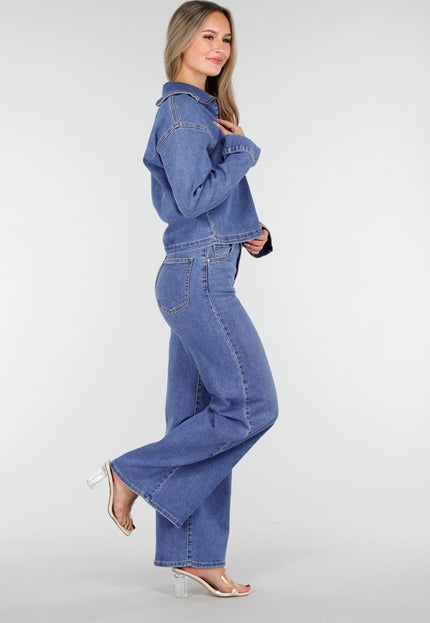 OP=OP.09.NL Blauwe High Waist Wide Leg Stretch Jeans