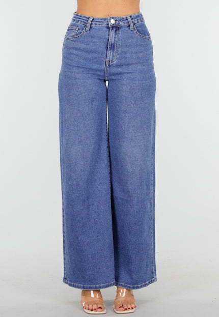OP=OP.09.NL Blauwe High Waist Wide Leg Stretch Jeans