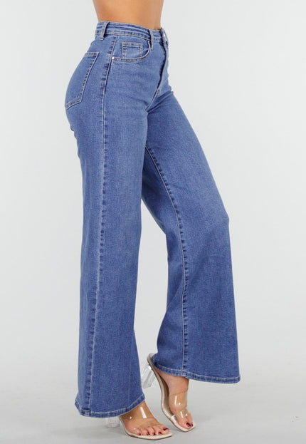 OP=OP.09.NL Blauwe High Waist Wide Leg Stretch Jeans
