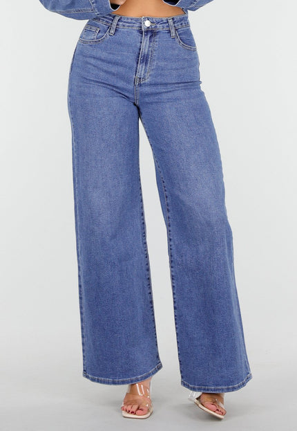 OP=OP.09.NL Blauwe High Waist Wide Leg Stretch Jeans