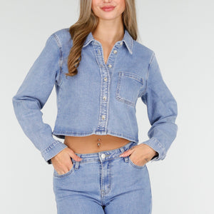 Redial Jeans Lichtblauwe Spijker Crop Blouse
