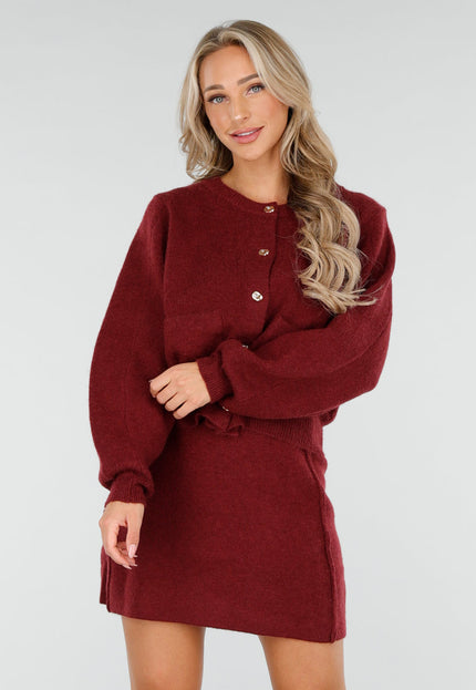 NEW170925 Bordeaux Gebreide Rok en Vest