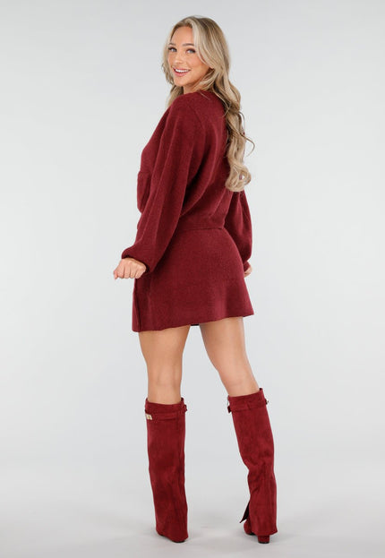 NEW170925 Bordeaux Gebreide Rok en Vest