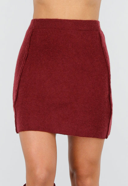 NEW170925 Bordeaux Gebreide Rok en Vest