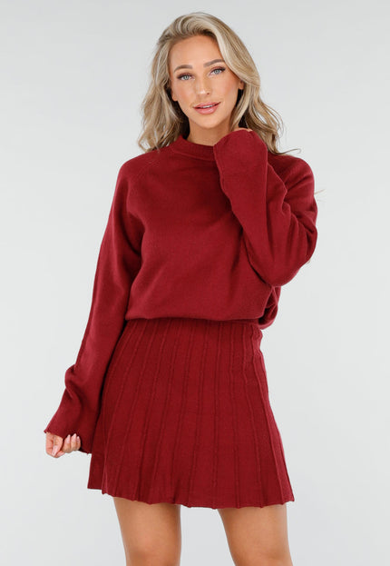 NEW170925 Bordeaux Knit Set met Rok