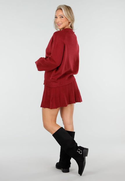 NEW170925 Bordeaux Knit Set met Rok