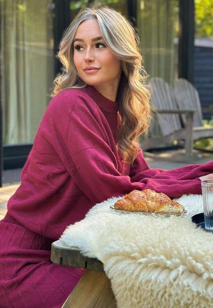 NEW170925 Bordeaux Knit Set met Rok
