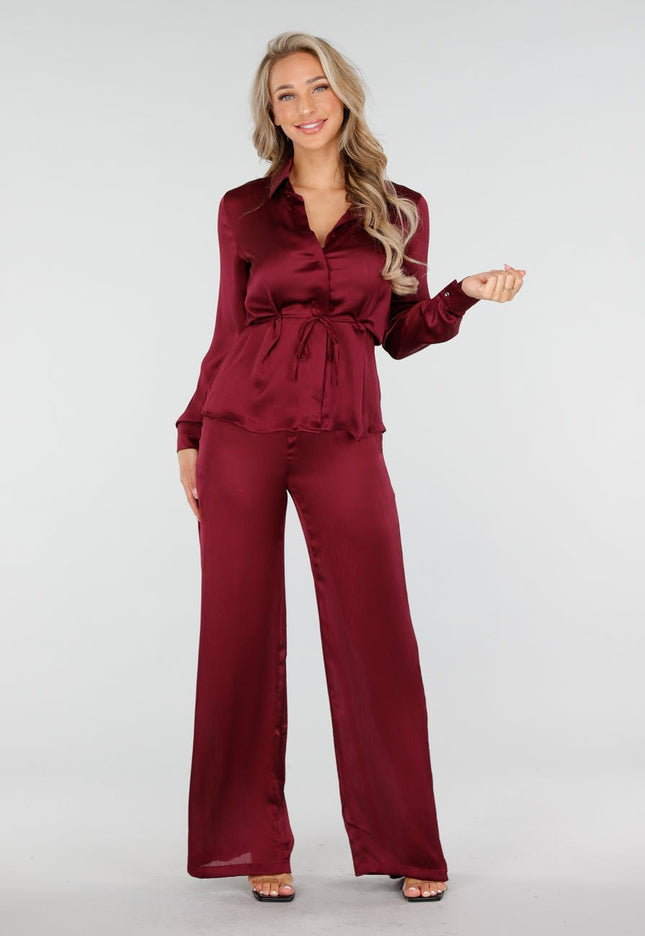 OP=OP.AV.12 Bordeaux Satijnlook Matching Set