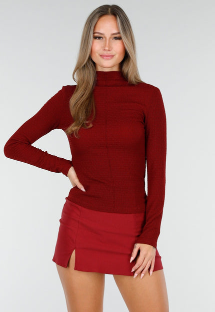 NEW170925 Bordeauxrode Top met Col
