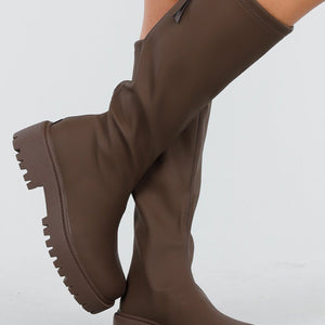 OP=OP.40.NL Bruine Hoge Laarzen met Rits