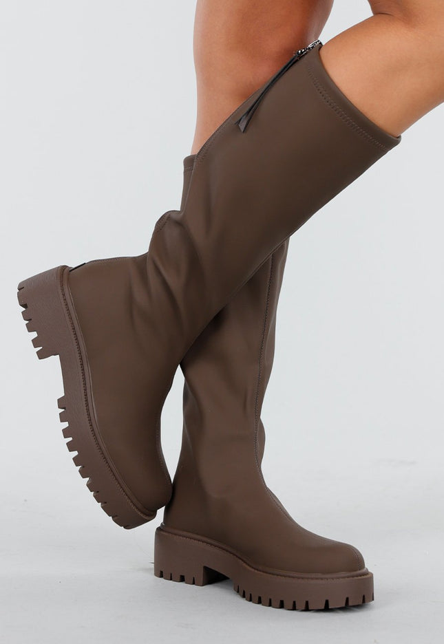 OP=OP.40.NL Bruine Hoge Laarzen met Rits