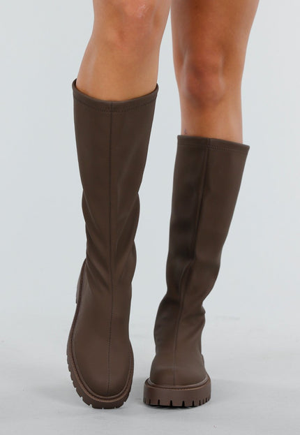 OP=OP.40.NL Bruine Hoge Laarzen met Rits