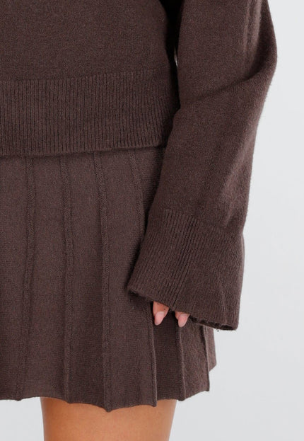 NEW170925 Bruine Knit Set met Rok
