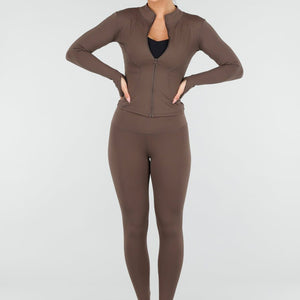 NEW170925 Bruine Two-Piece met Rits Vestje