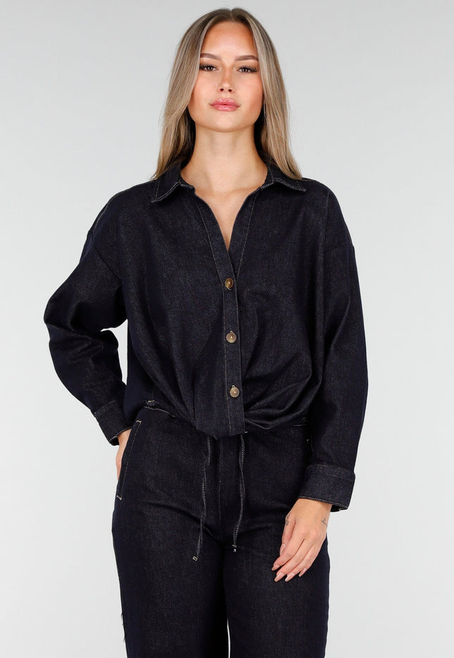 Redial Jeans Denim Blouse met Knopen